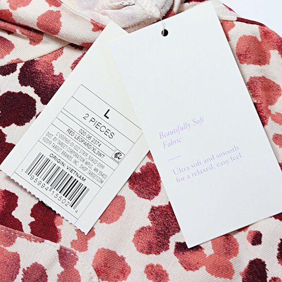 Stars Above Women's 3 Piece Lounge Pajama Sleep Set Red Leopard Shorts Top Pants - Picture 7 of 7